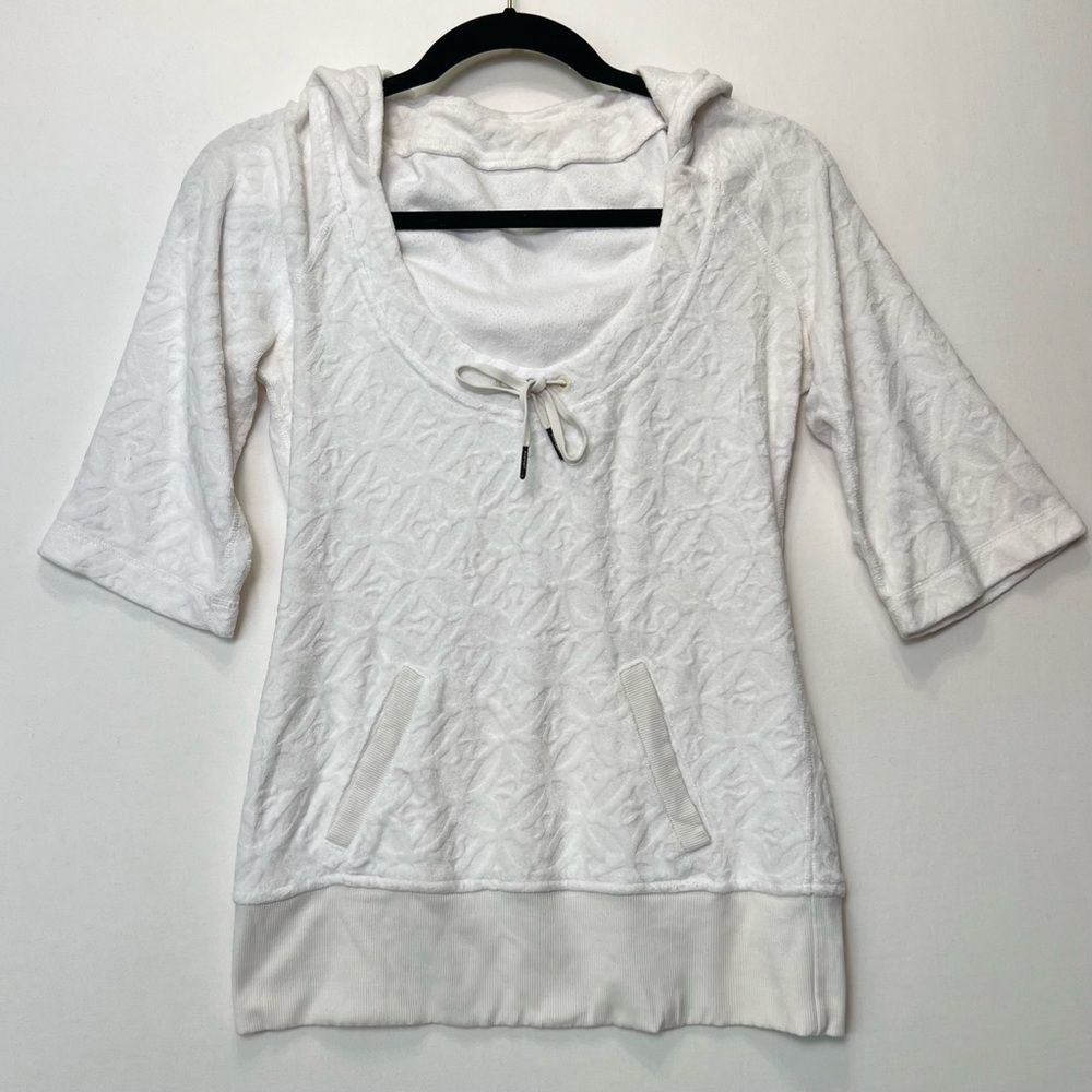Lululemon Terry Cloth Pullover Hoodie Beach Pool Cover Up 3/4 Sleeve Size 6